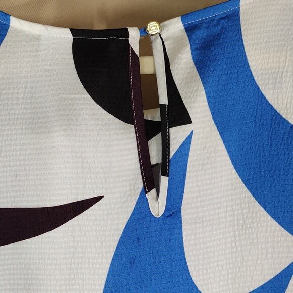 Liz Claiborne Plus Size Blue Black Geometric Pattern Cuffed Sleeves Formal Shirt - Picture 3 of 12